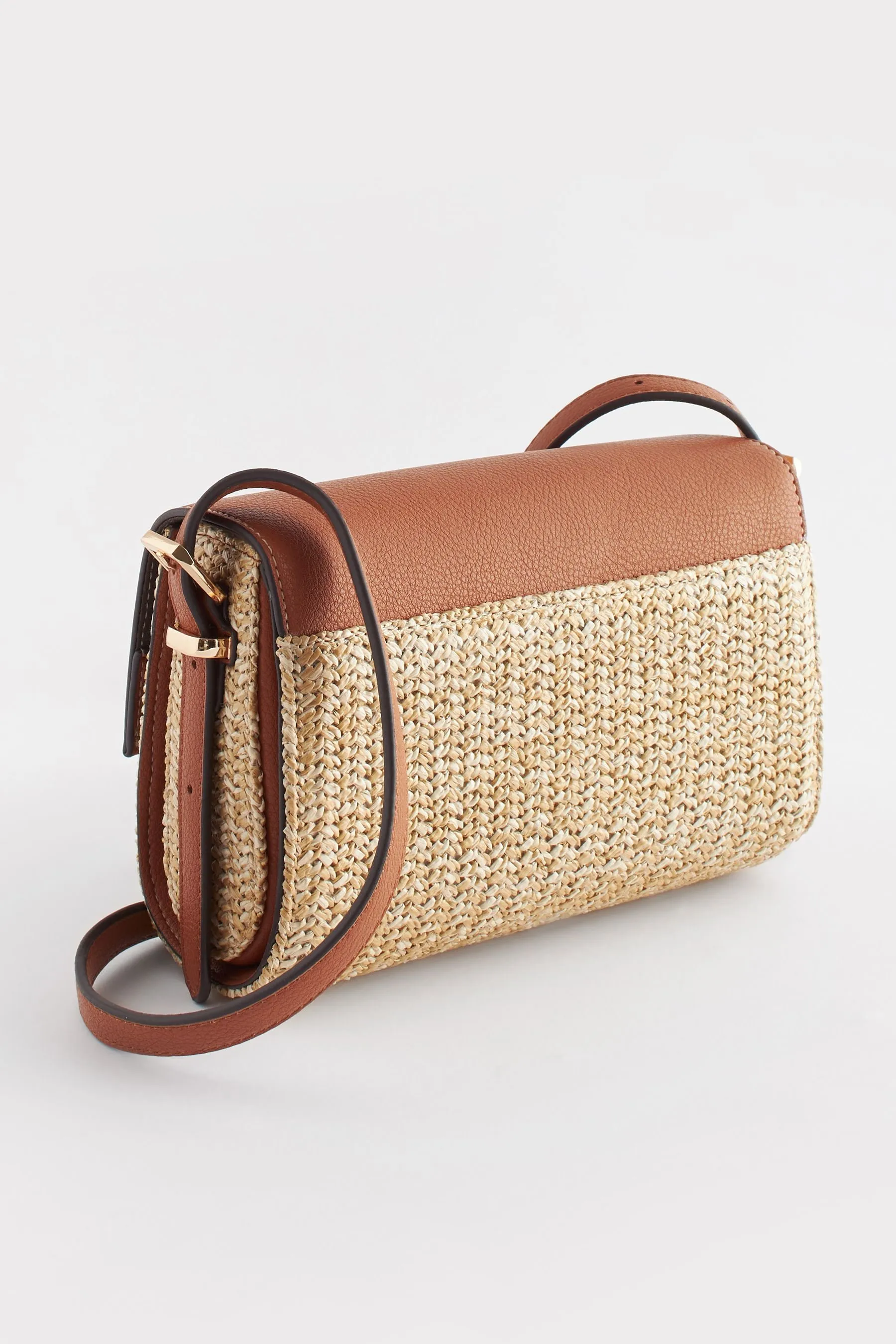 Marrone chiaro   - Borsa a tracolla in rafia
